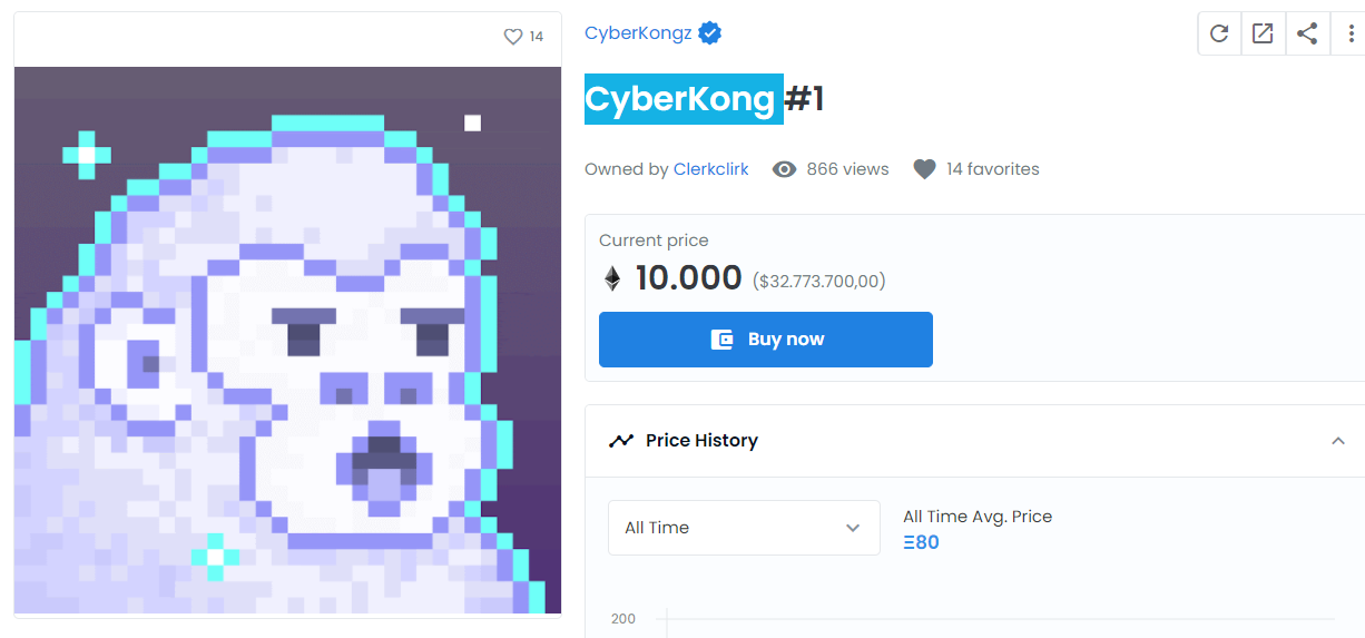 Việc đúc hàng loạt những chú khỉ dưới dạng NFT của CyberKongz đốt 4 triệu đô la Ether trong 5 giờ