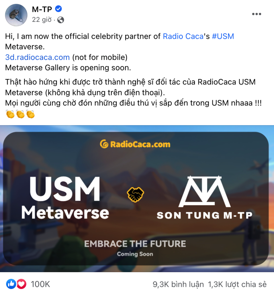 sơn-tung-hợp-tac-với-dự-an-blockchain-co-hậu-thuẫn-của-mẹ-elon-musk-radio-caca-raca