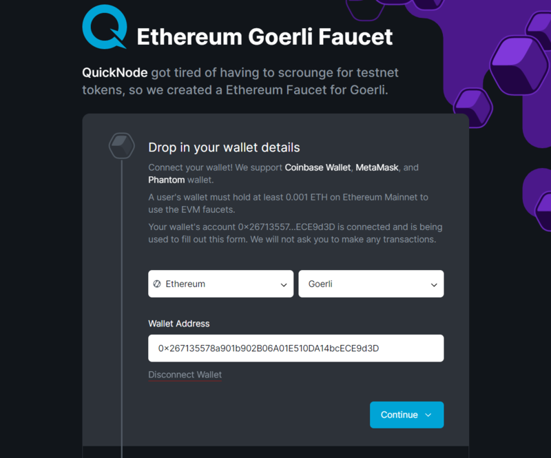 Dung voi Goerli de nhan ETH cho Testnet