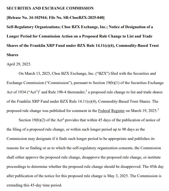 SEC hoãn quyết định về ETF XRP và ETF DOGE