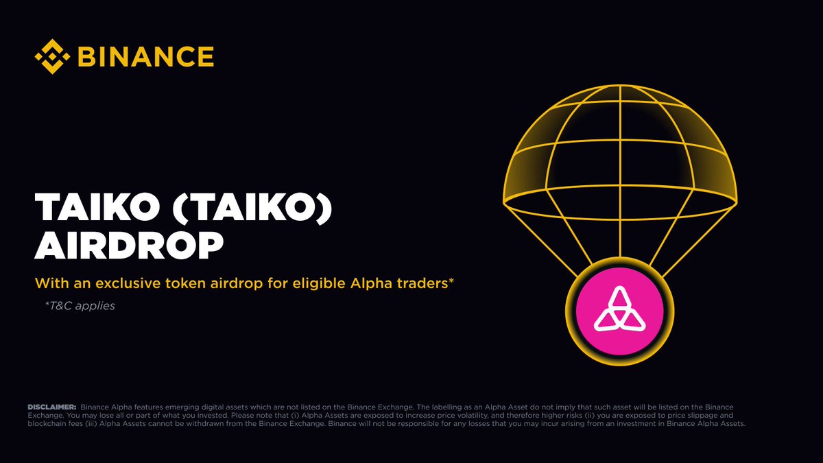 Binance Alpha niêm yết và airdrop Taiko (TAIKO) cho người dùng đủ điều kiện