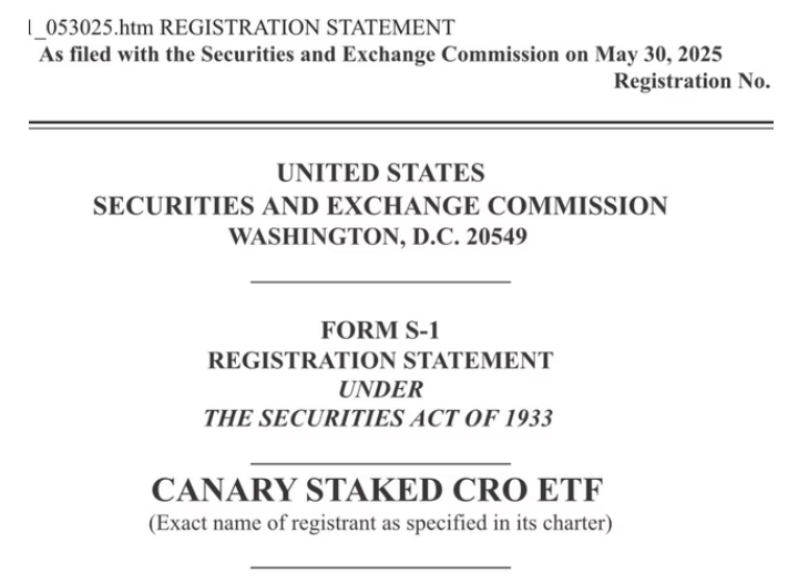 Canary nộp hồ sơ S-1 với SEC cho quỹ ETF CRO đầu tiên của Hoa Kỳ