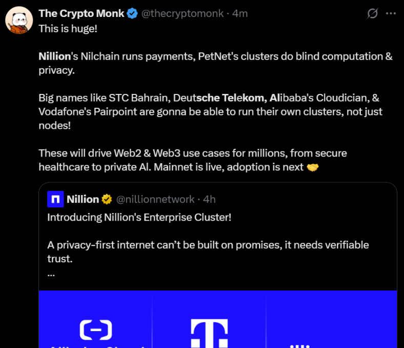 Deutsche Telekom, Alibaba Cloud, Vodafone đang chạy các node trên Nillion
