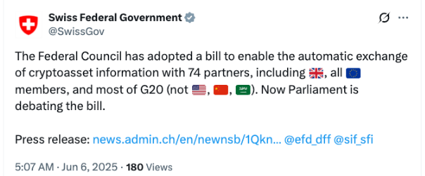 Thụy Sĩ bật đèn xanh cho việc chia sẻ thông tin thuế tiền điện tử với 74 quốc gia
