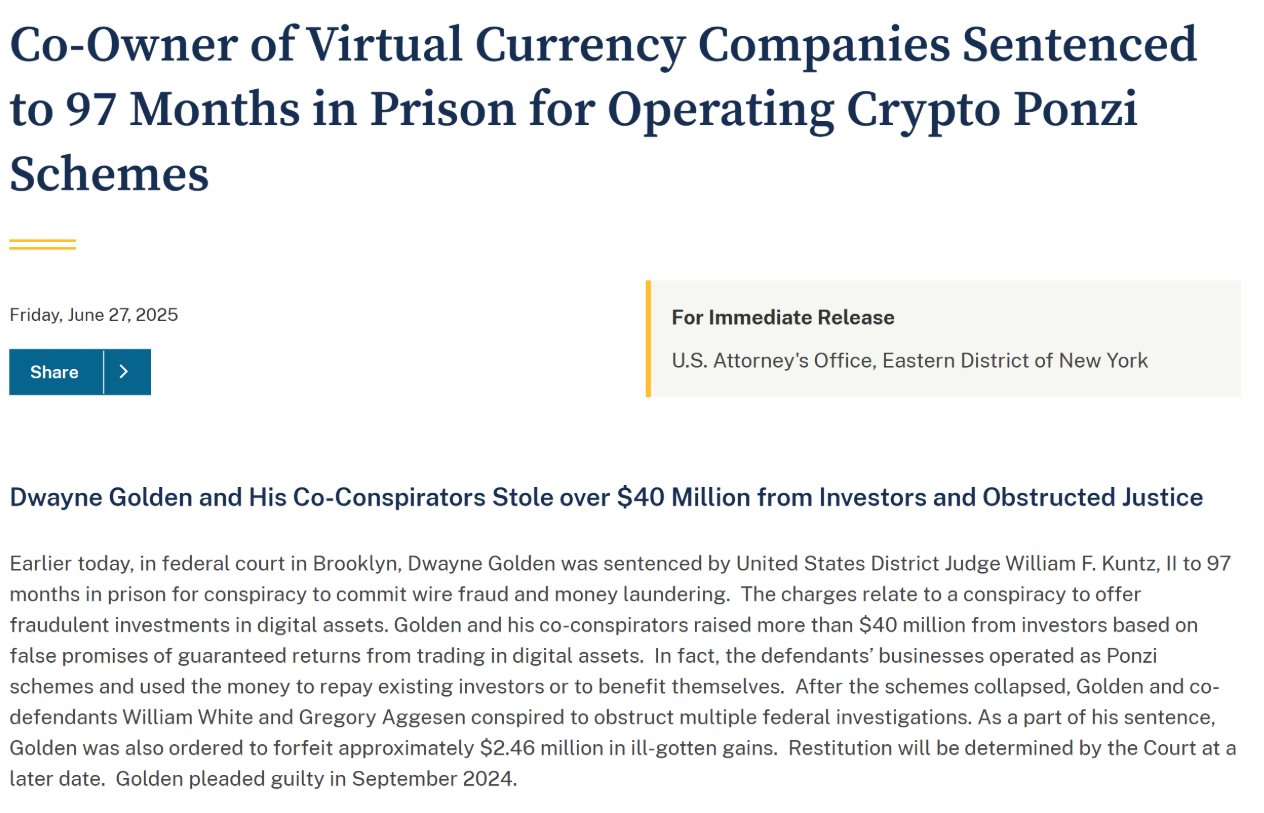 Kẻ lừa đảo tiền điện tử bị phạt 8 năm tù vì lừa đảo eEmpowerCoin, ECoinPlus trị giá 40 triệu đô la