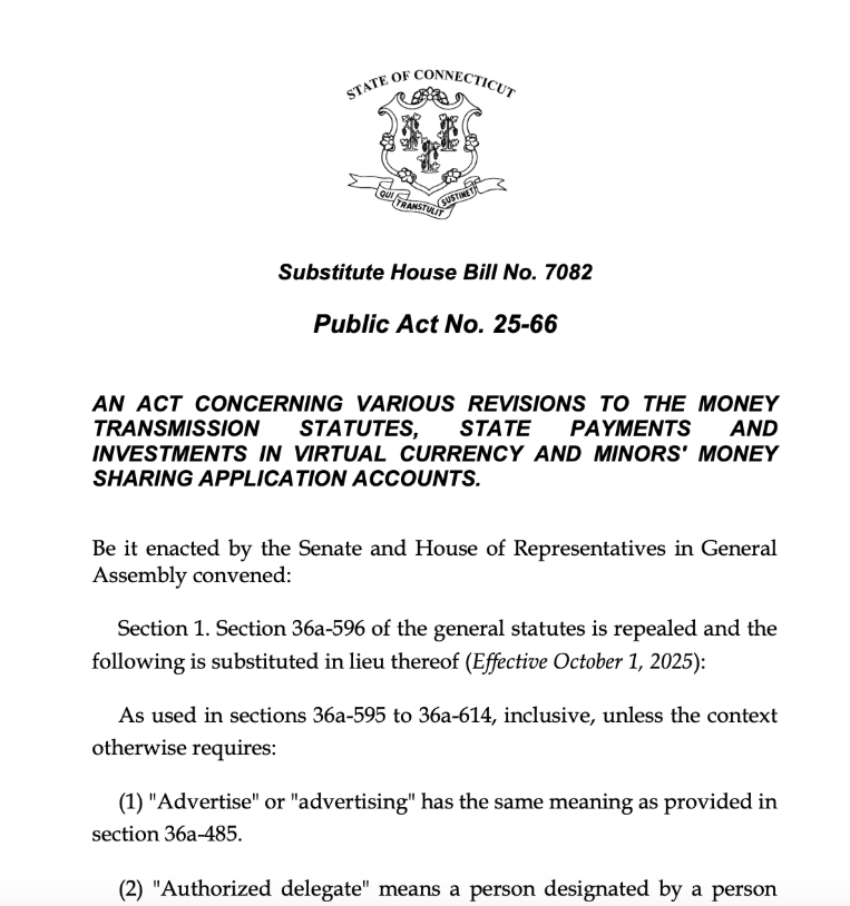 Thống đốc Connecticut phê duyệt luật cấm sử dụng tiền điện tử trong chính phủ