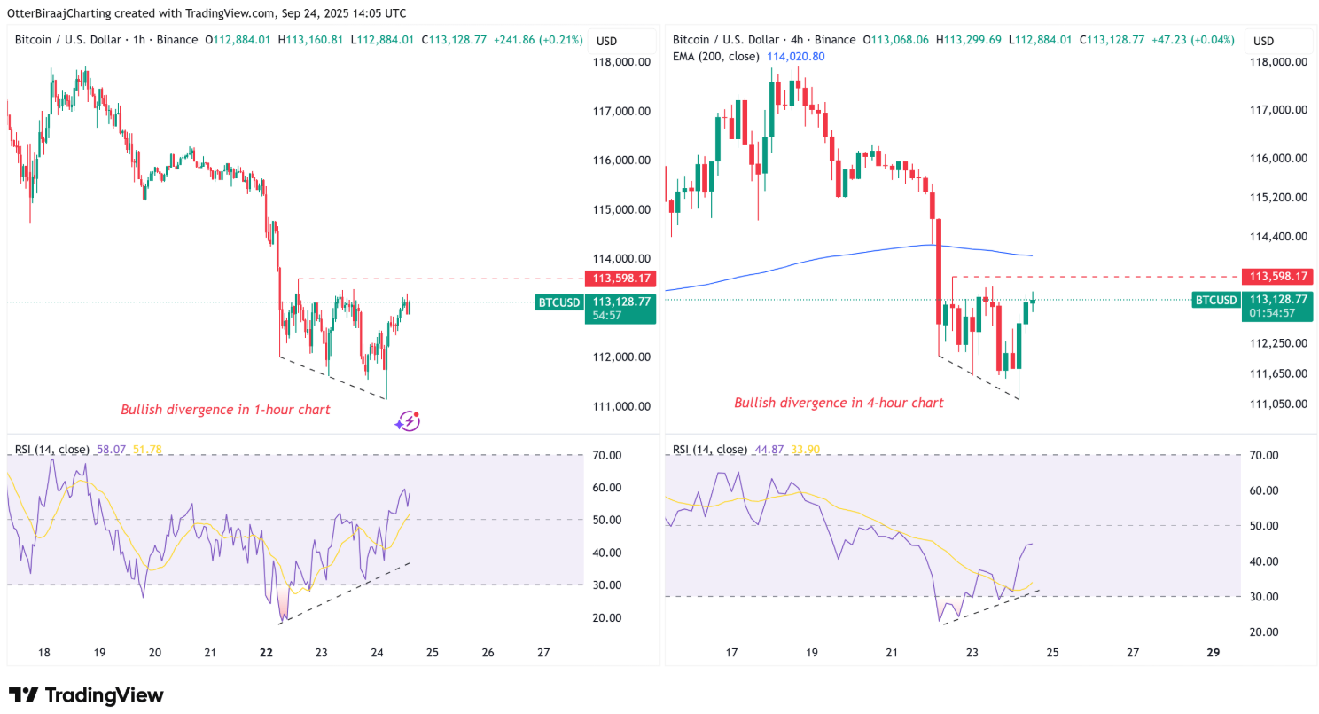 Bitcoin tăng lên 113,9 nghìn đô la khi phân kỳ tăng giá chỉ ra sự đảo ngược xu hướng

