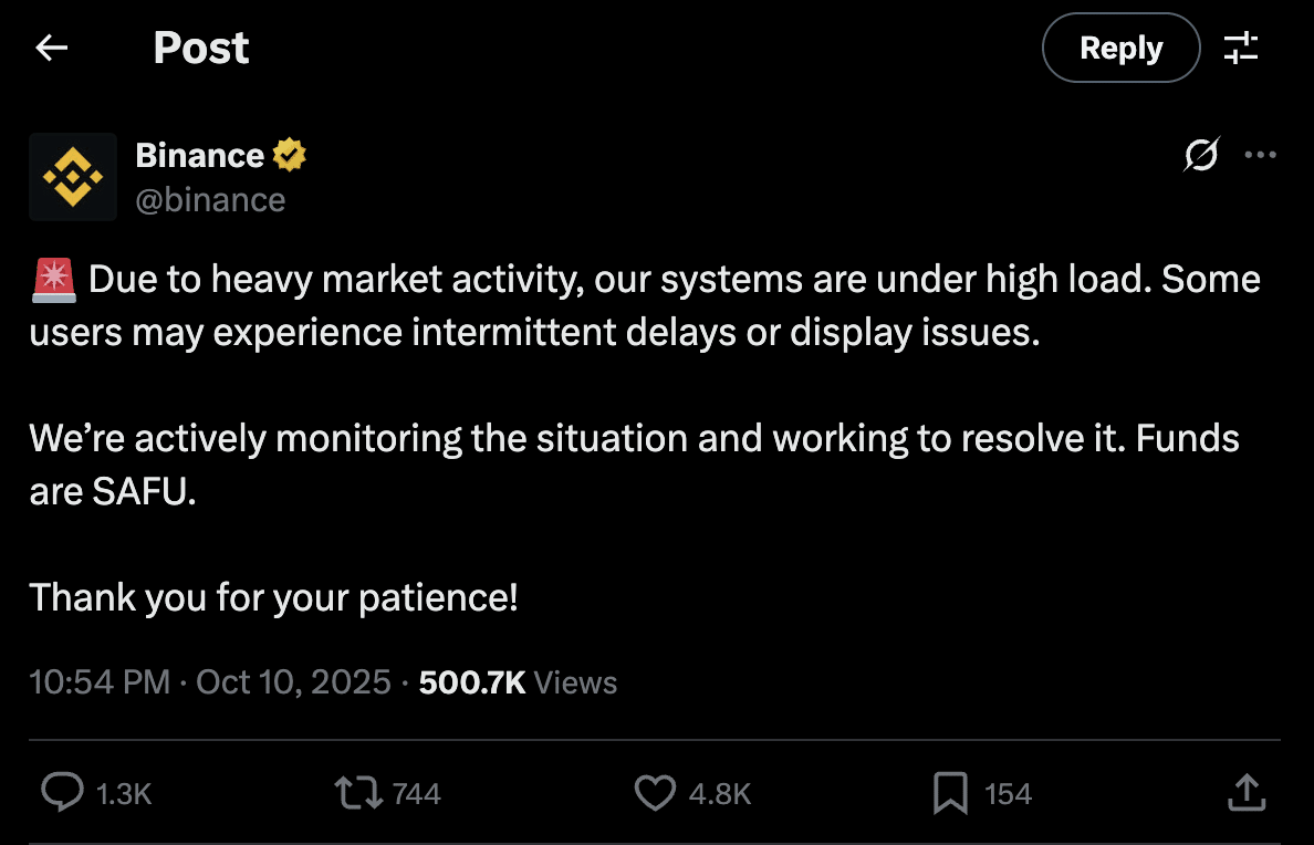 Binance, Coinbase và Robinhood ngừng hoạt động khi thị trường sụp đổ