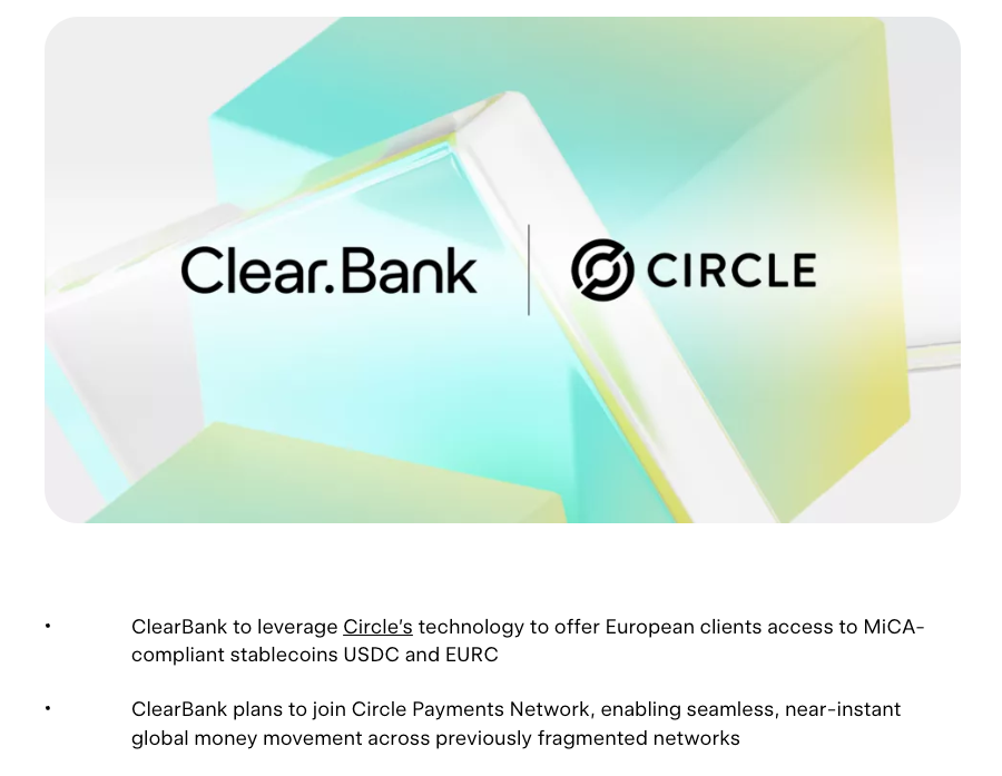 ClearBank sẽ trở thành một trong những ngân hàng đầu tiên của EU tham gia mạng lưới thanh toán Circle