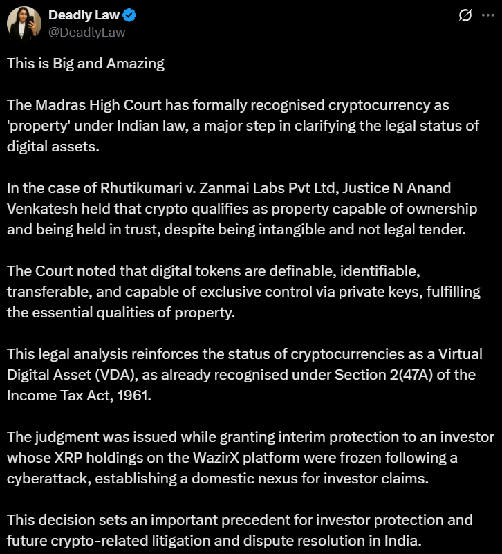 Tòa án tối cao Madras công nhận tiền điện tử là tài sản ở Ấn Độ