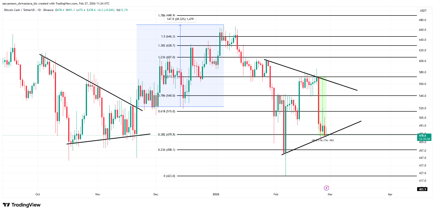 Liệu Bitcoin Cash (BCH) có thành công trong việc lặp lại mô hình tăng trưởng 28% từ năm 2025?
