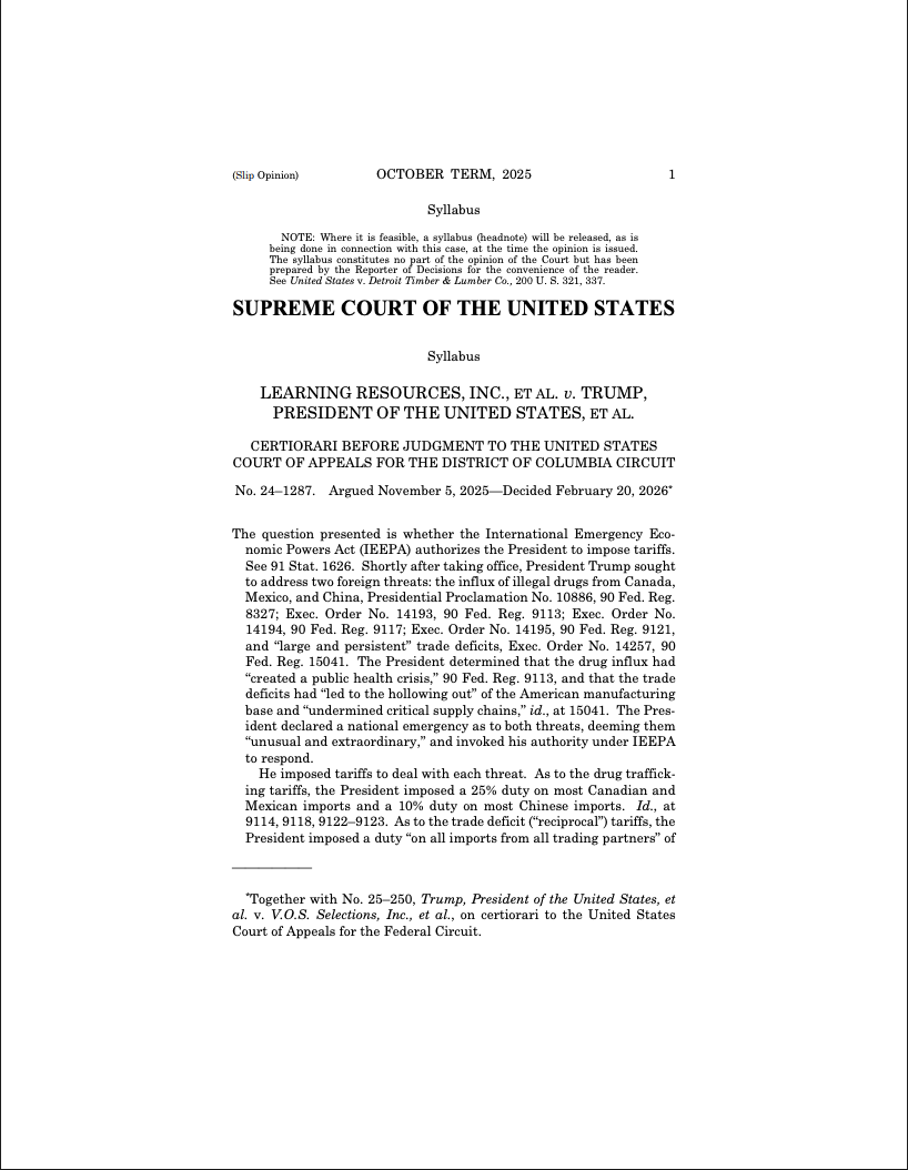 Donald Trump tuyên bố áp thuế toàn cầu 10% sau phán quyết của Tòa án Tối cao