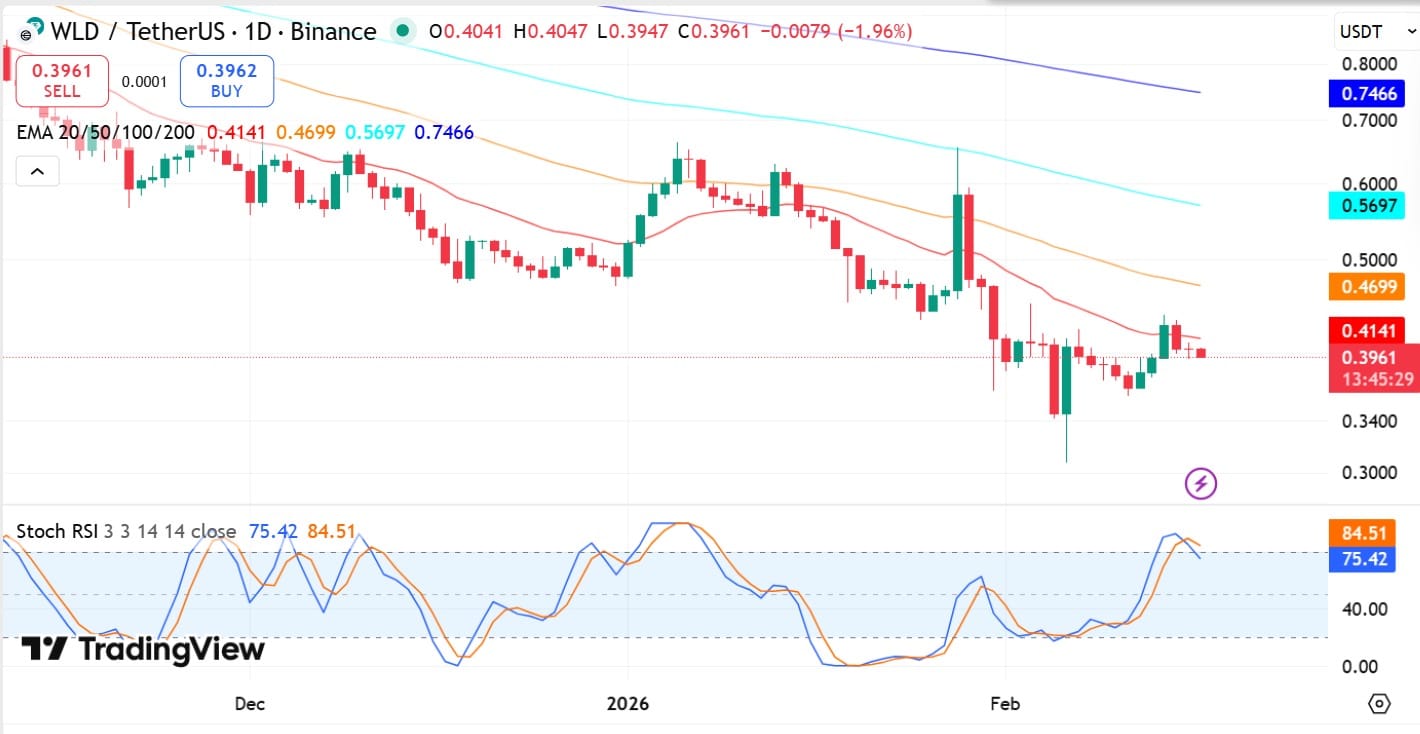Worldcoin lao dốc dưới mốc 0,40 USD khi cá voi 14,19 triệu WLD