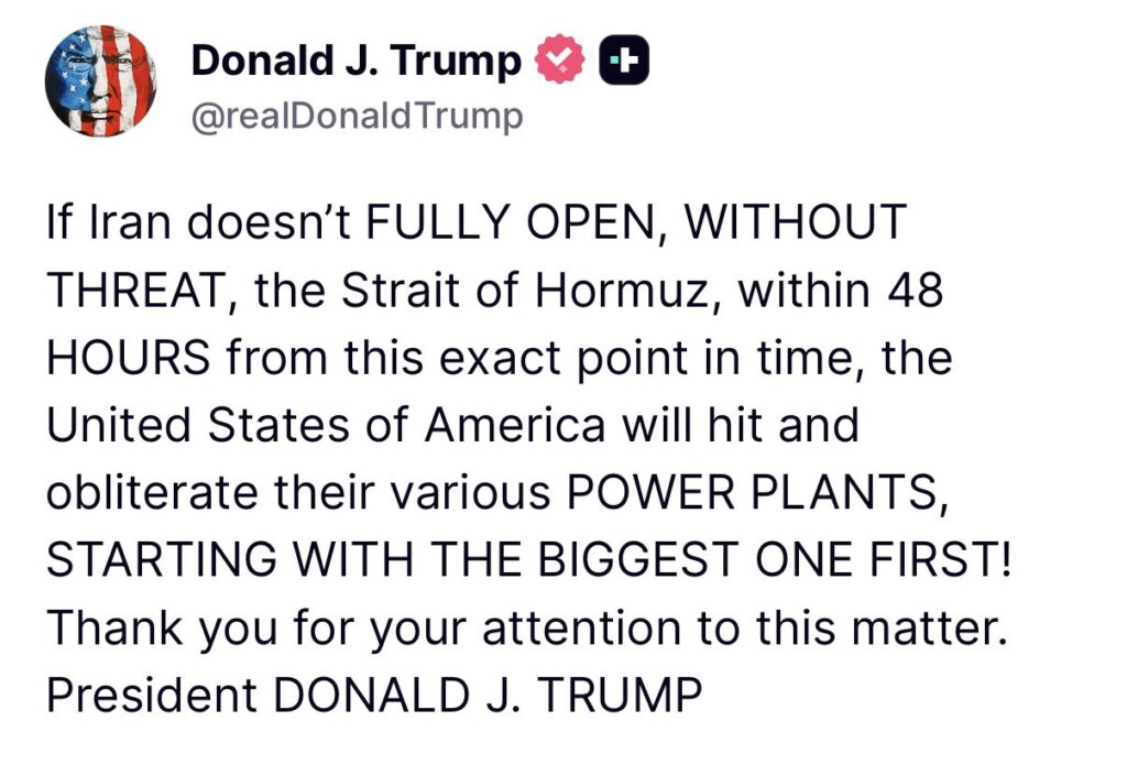 Thị trường tiền điện tử chao đảo khi Trump đưa ra tối hậu thư 48 giờ cho Iran về eo biển Hormuz
