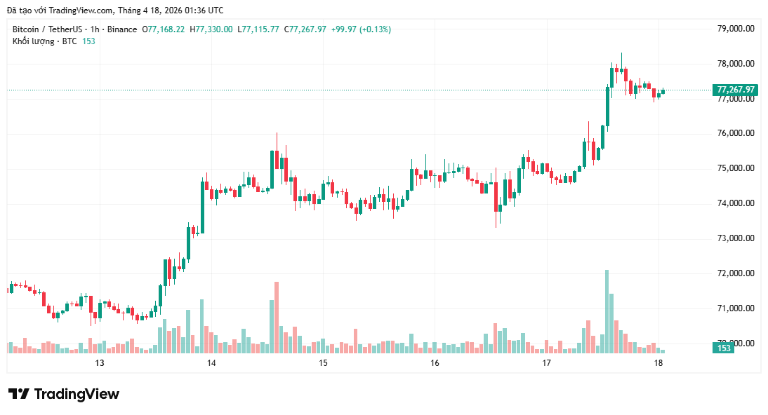 Vì sao thị trường crypto bùng nổ hôm nay? Bitcoin tiến sát 78.000 USD bất chấp rủi ro bẫy tăng giá